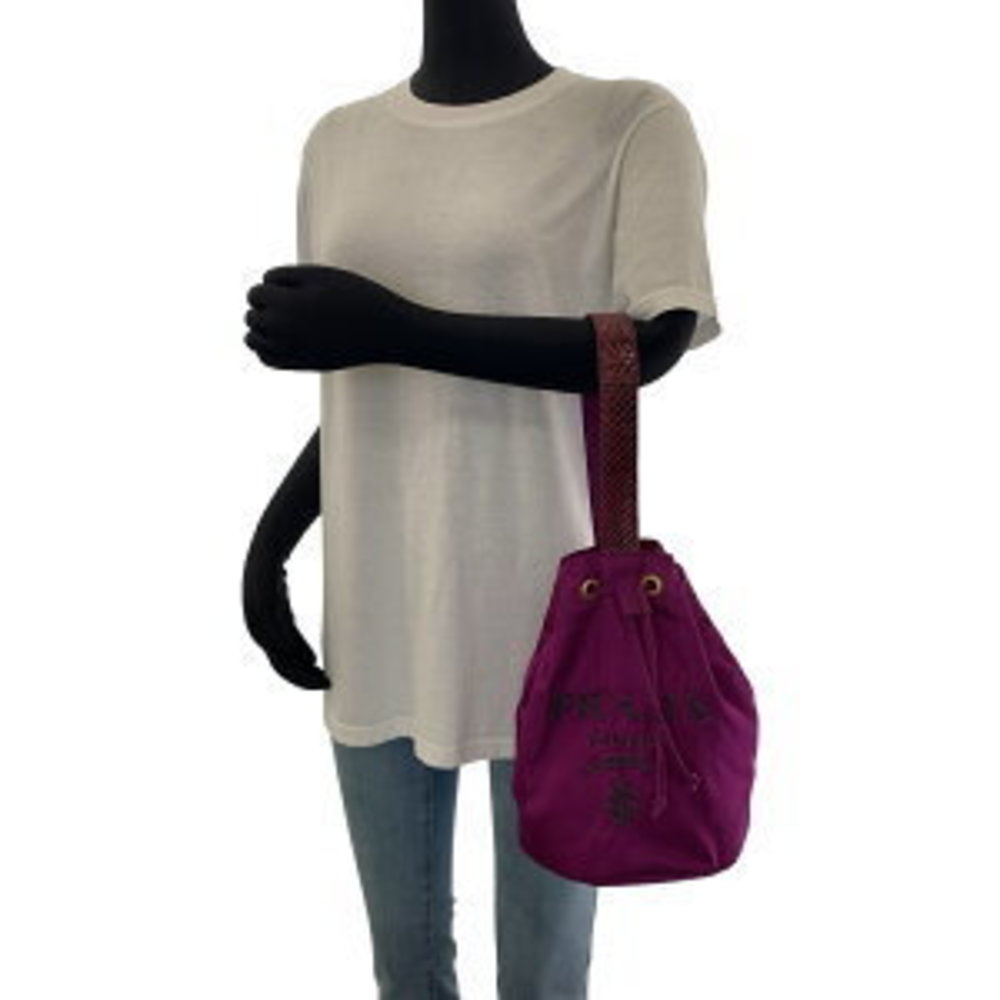 Prada Nylon Shoulder Python Purple Pouch Handbag … - image 6